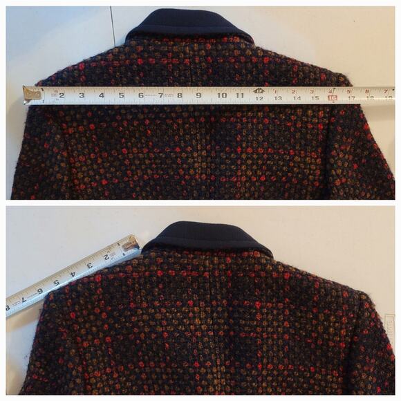 LUCA LUCA Size 44 EUR 100% WOOL Navy Blue Italian Tweed Ladies Blazer Size 8 US - Picture 9 of 11